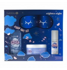 Bubble't Nightea Night подаръчен комплект с пяна за вана, масло за тяло, ароматен спрей, маска за сън